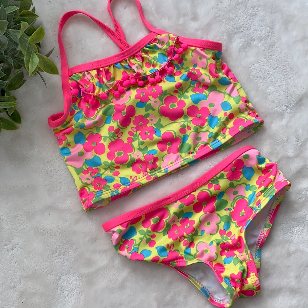 Pink Platinum Yellow Pink Floral Swimsuit 18M Swim